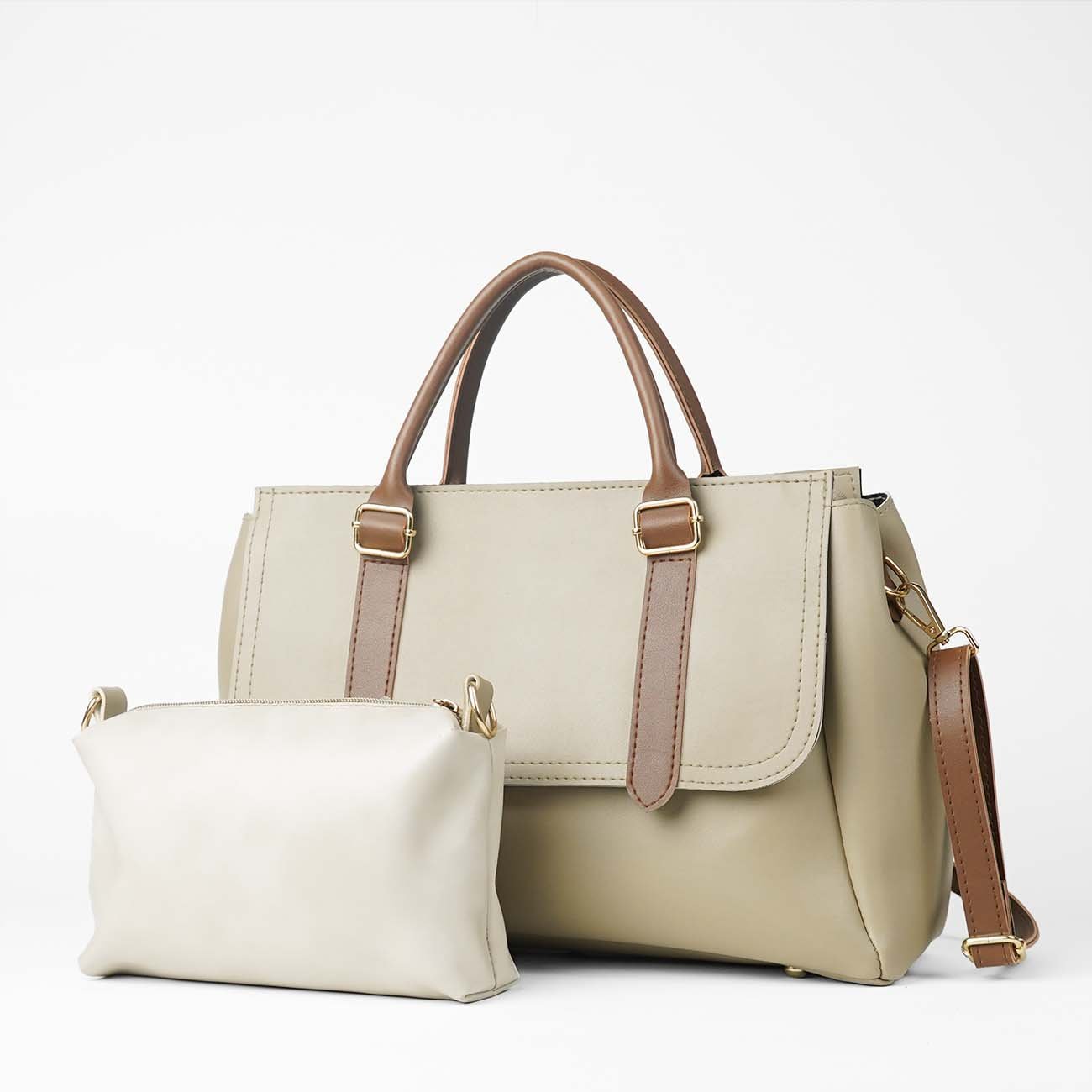 Milly set of 2 bag beige & brown - Image 2